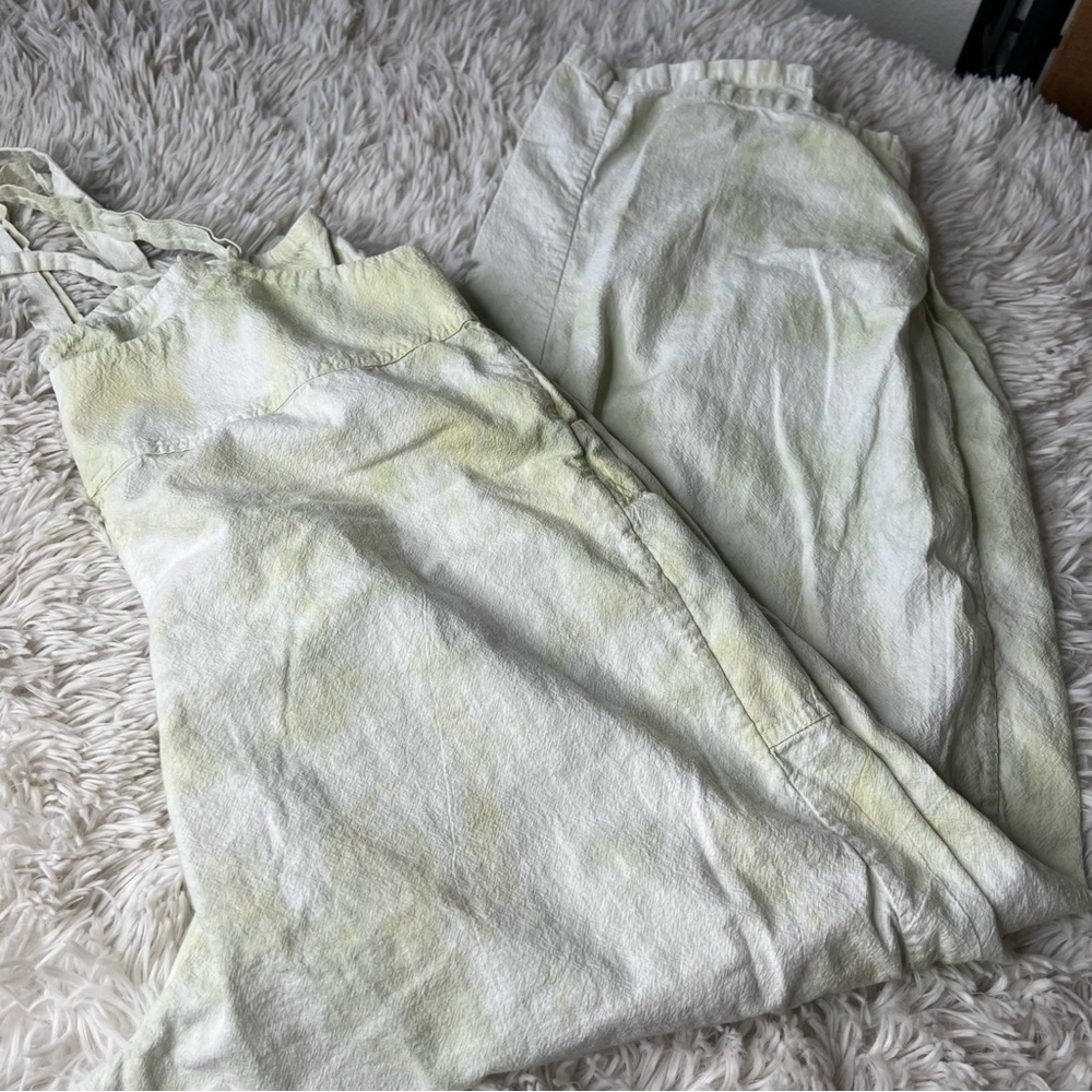 FREE PEOPLE Stroll In Kyoto Green White Tie Dye Overall - Picture 2 of 8